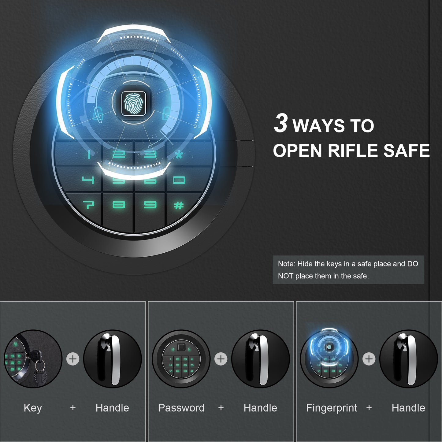 KR-145-F/ Marcree 3-5 Rifle Safe, Gun Safes for Rifles and Pistols with Inner Safe Box, Biometric Gun Cabinet with Removable Shelf, Large Gun Safe with Anti-Theft Alarm System, Fingerprint Lock