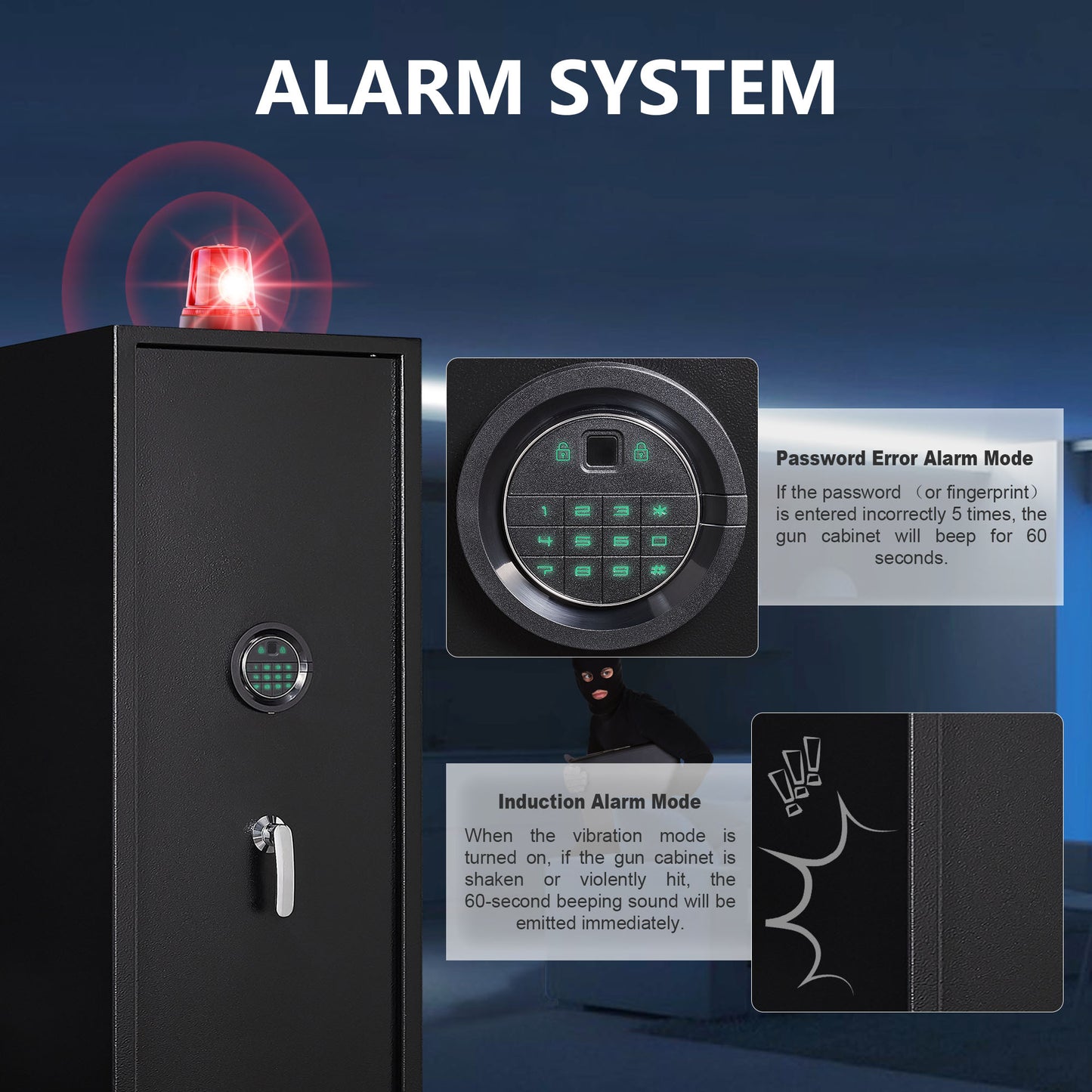 KR-145-F/ Marcree 3-5 Rifle Safe, Gun Safes for Rifles and Pistols with Inner Safe Box, Biometric Gun Cabinet with Removable Shelf, Large Gun Safe with Anti-Theft Alarm System, Fingerprint Lock
